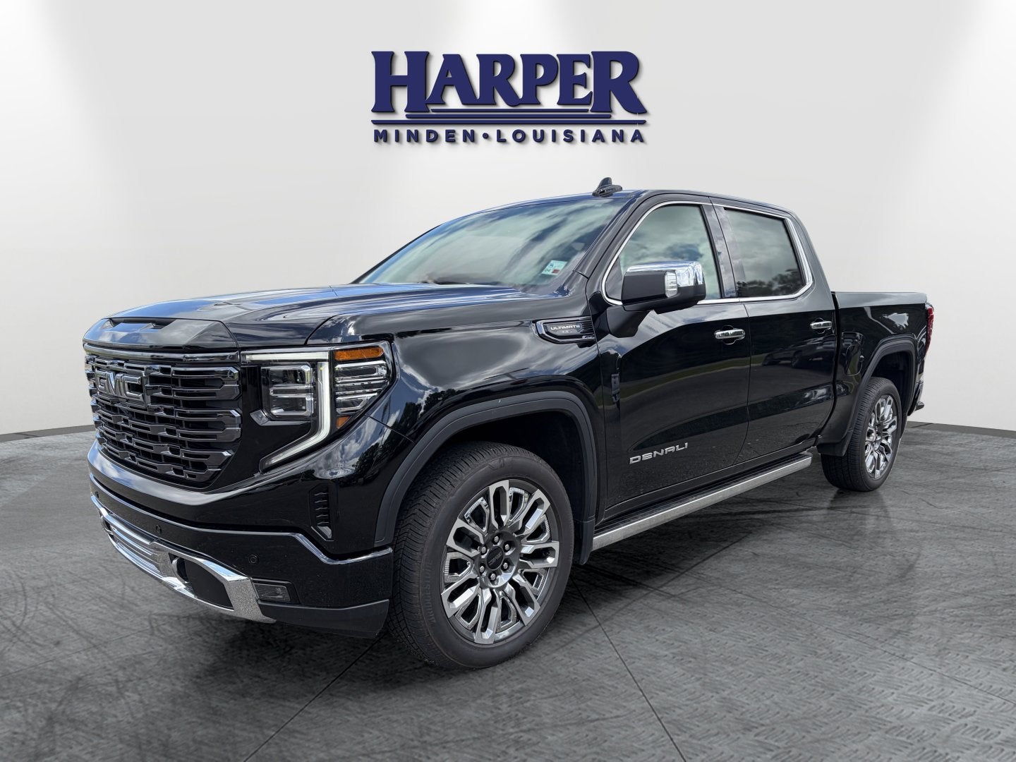 2026 GMC Sierra 1500 Denali Ultimate in Onyx Black — front three-quarter view
