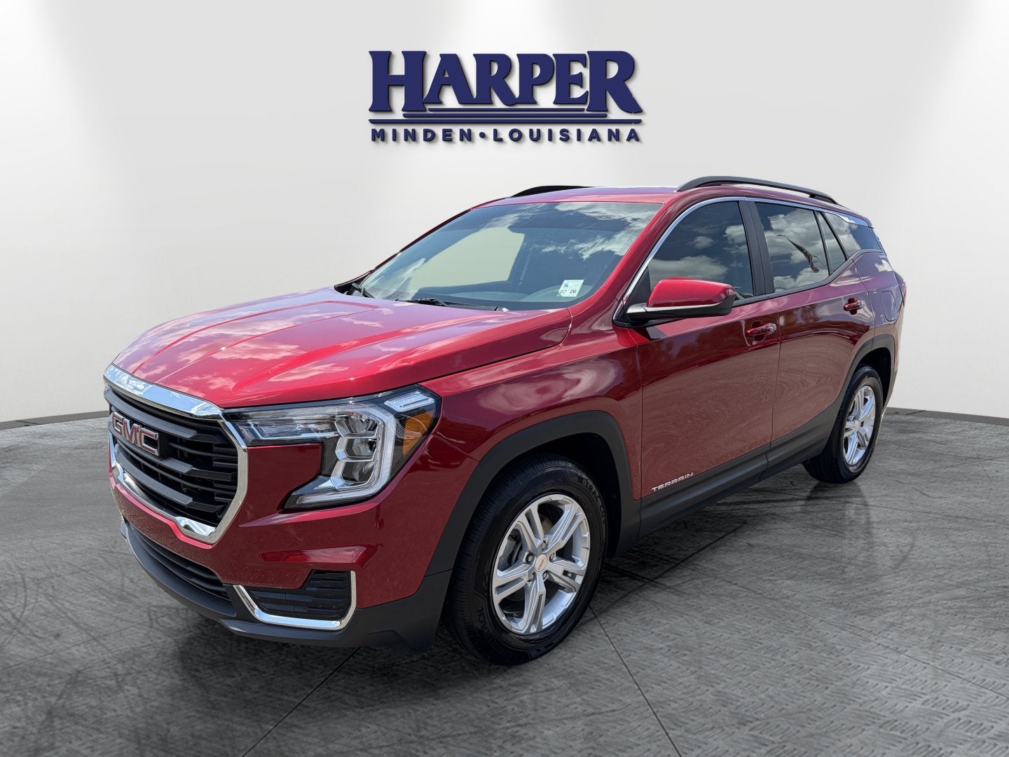 2024 GMC Terrain SLE in Volcanic Red Tintcoat — front three-quarter view
